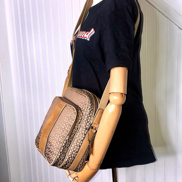 COACH Micro CC Monogram Canvas & Suede Compact Crossbody Shoulder Bag UNISEX - Picture 2 of 15